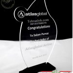تندیس پلکسی گلاس ساده و ارزان ویژه شرکت هواپیمایی اطلس گلوبال